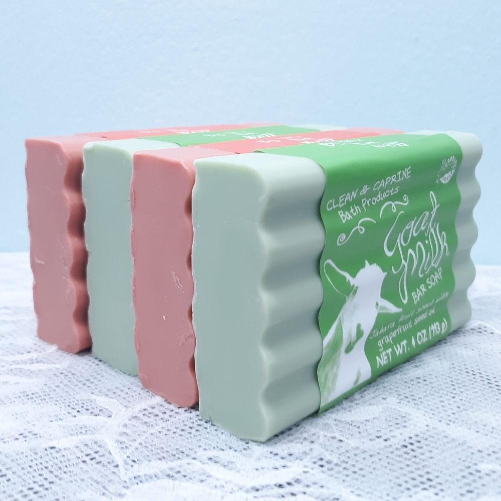 6 Goat Milk Bar Soap Clean Caprine Simply Be Well Jabara Fruit Papaya red green - Picture 7 of 14